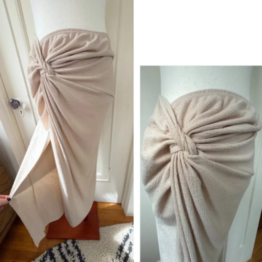 ASOS Cream Textured Twist Mdid Sarong Skirt Size 10